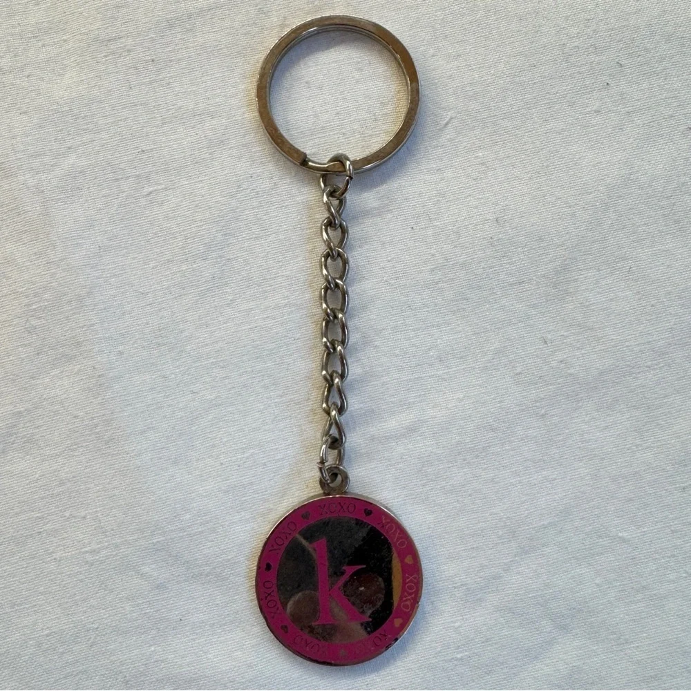 Pink and Silver K Keychain